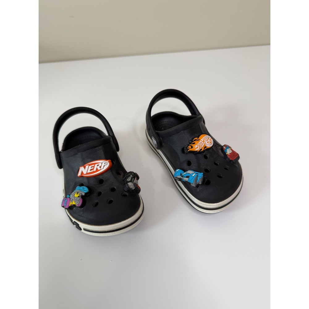 Crocs Crocband Clogs Kids Size 7 Nerf Hot Wheels Jibbitz Slip On Water Shoes